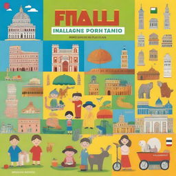 A colorful and engaging book cover for children learning Italian