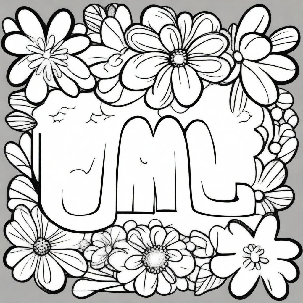 A coloring page featuring the word 'mamma' in large, playful letters