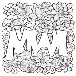 A coloring page featuring the word 'mamma' in large, playful letters