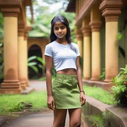 A teenage girl from Kerala wearing a micro mini skirt and a small t-shirt