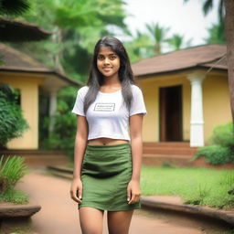 A teenage girl from Kerala wearing a micro mini skirt and a small t-shirt