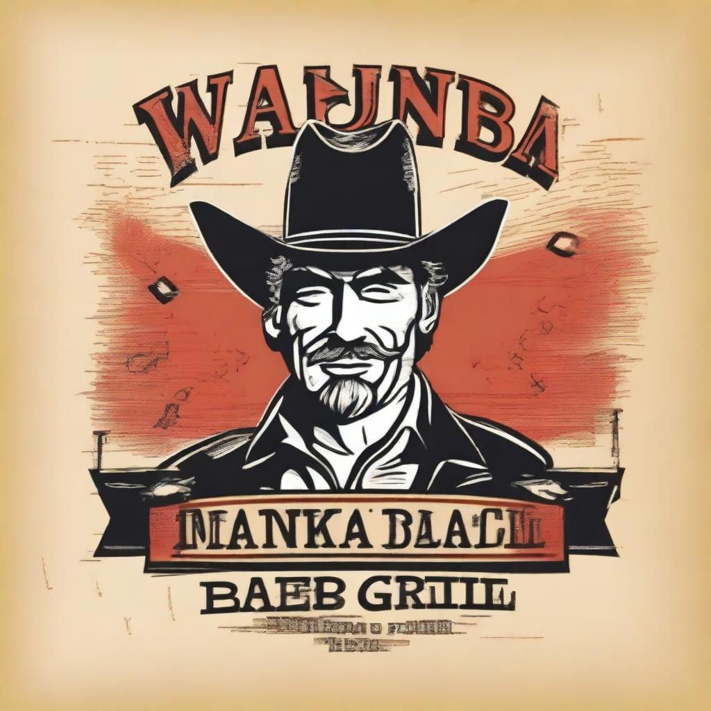 A t-shirt design in a Texas western style featuring the words 'Wankers Bar and Grill' with the strapline 'Helping ugly people have sex since 1956'