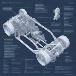 Detailed blueprint of an RC car's transmission system, showing all components including gears, shafts, and motor connections