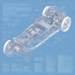 Detailed blueprint of an RC car's transmission system, showing all components including gears, shafts, and motor connections