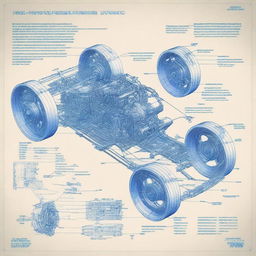 Detailed blueprint of a scale car's transmission system, featuring two motors and a gear-based mechanism