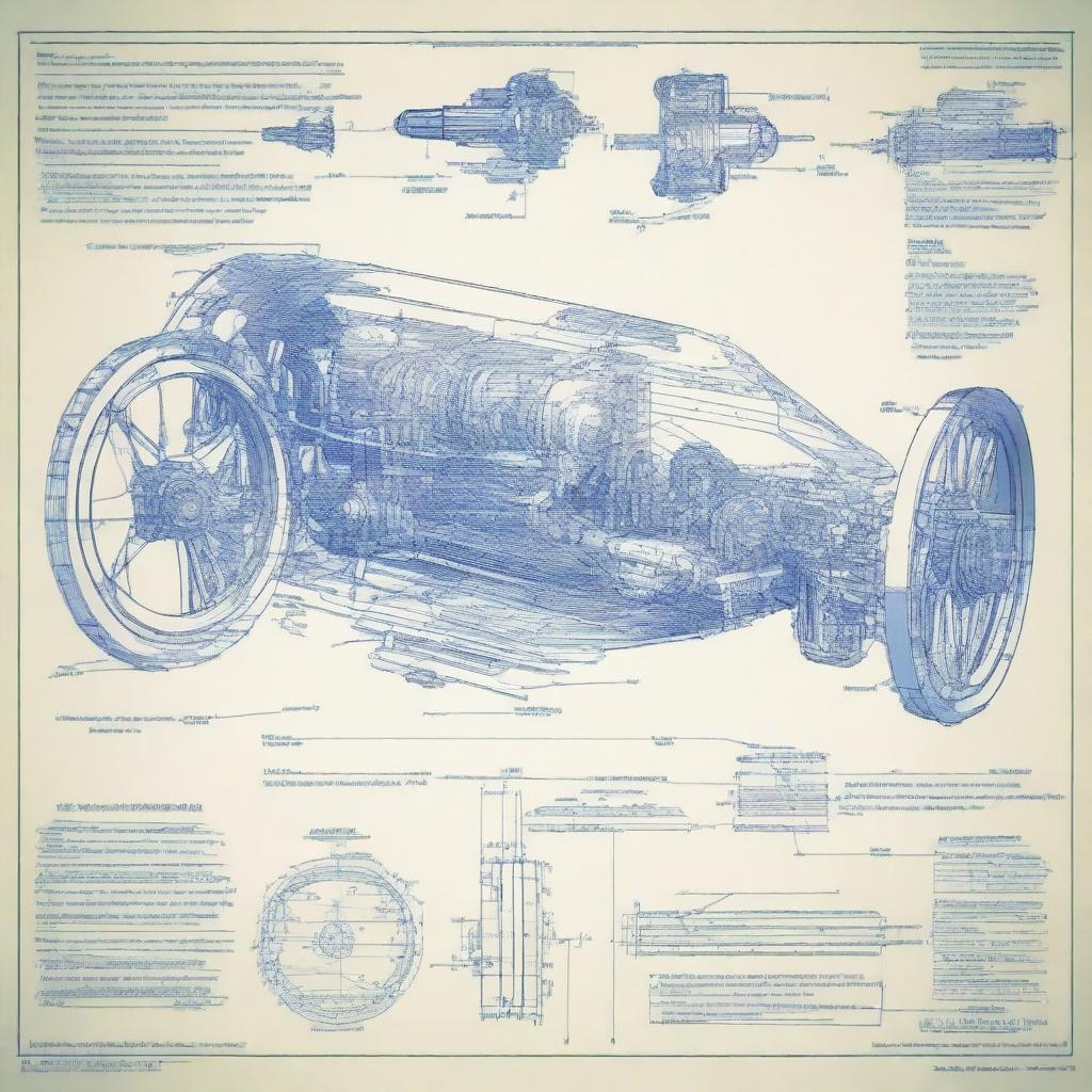 Detailed blueprint of a scale car's transmission system, featuring two motors and a gear-based mechanism