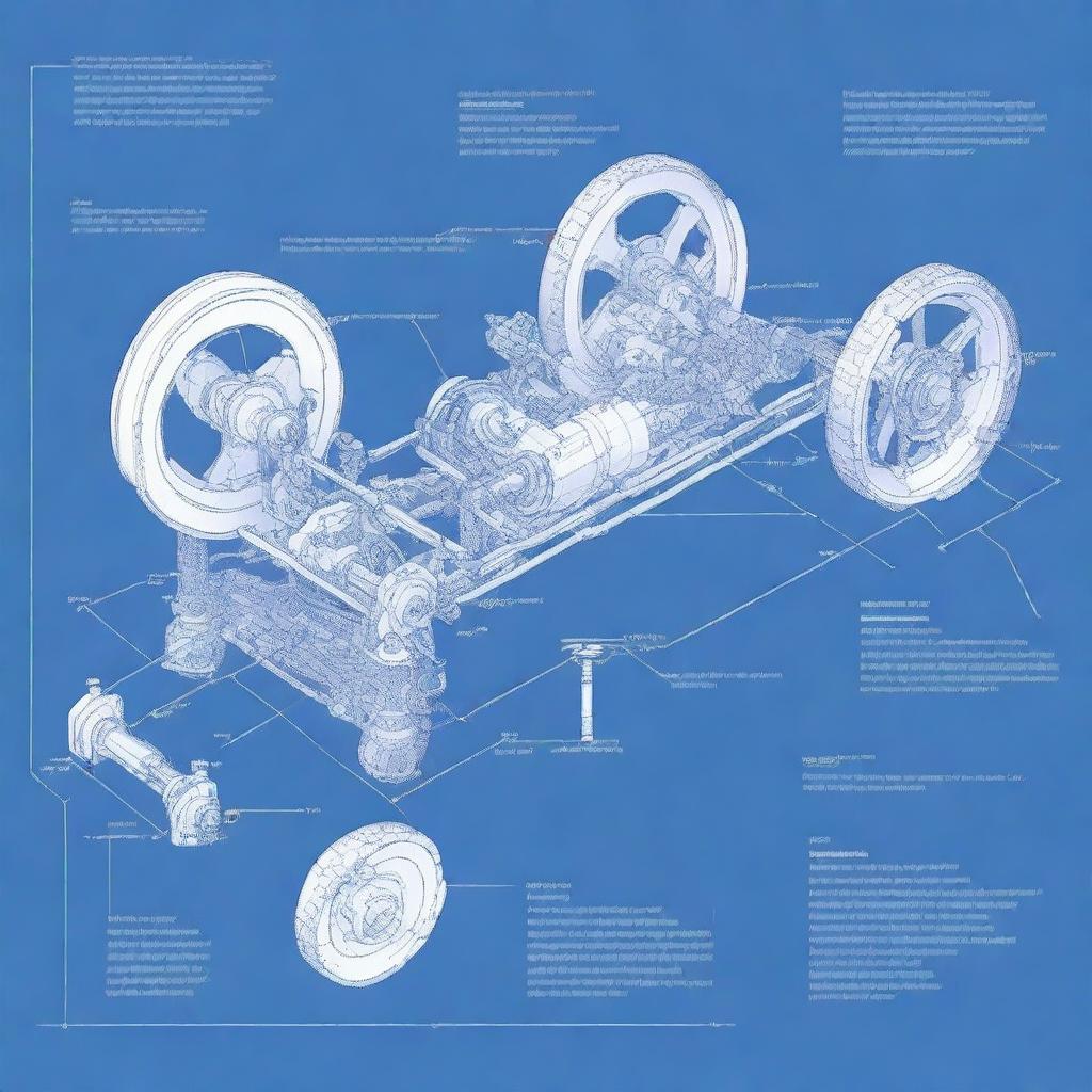 Simple blueprint of a scale car's transmission system, featuring two motors and a gear-based mechanism