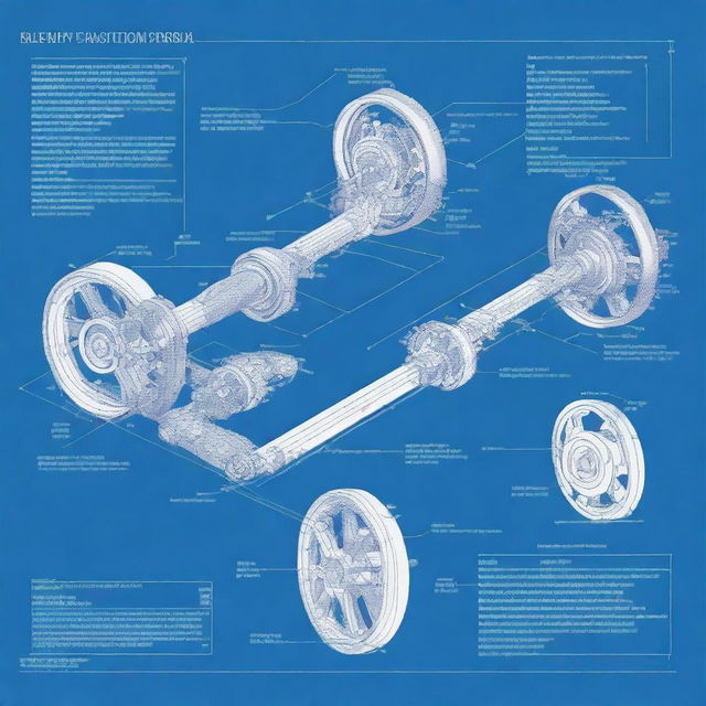 Simple blueprint of a scale car's transmission system, featuring two motors and a gear-based mechanism