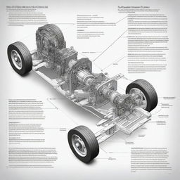 A detailed diagram of a car's transmission system for a scale model