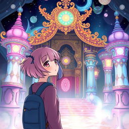 A pink and blue-haired manga girl discovers the Daydream Temple, a fantastical temple filled with wonder and magic