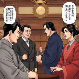 Create an intricate scene depicting a presidential political dynasty in the style of a manhwa