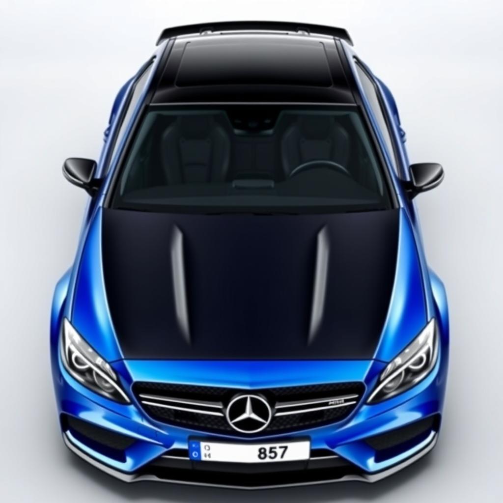 The image should feature a 2017 Mercedes-AMG C43 in blue color, as shown in the reference image