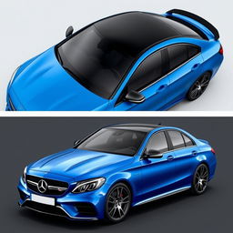 The image should feature a 2017 Mercedes-AMG C43 in blue color, as shown in the reference image