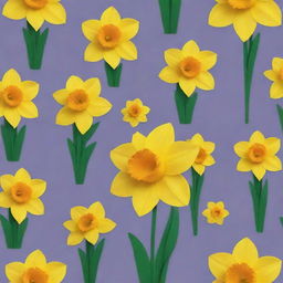 Unique and endearing characters designed with animated daffodil flowers as their main inspiration, embodying their vibrant yellow hues and charming shapes