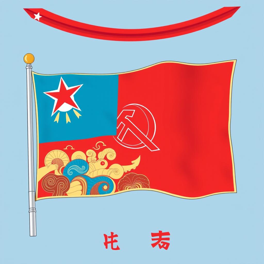 Design a flag for a socialist party in the style of a manhwa