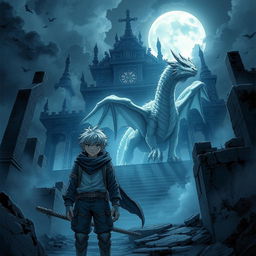 A manga-style teenage boy with gray hair discovers the Death Temple, a mystical place that grants the power to control dead spirits