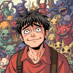 A tired-looking manga man finds himself in a world full of weird monsters and yokai but surprisingly enjoys it