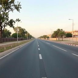 A wide, empty avenue stretching into the distance with no buildings, trees, or any other structures around