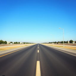 A wide, empty avenue stretching into the distance with no buildings, trees, or any other structures around