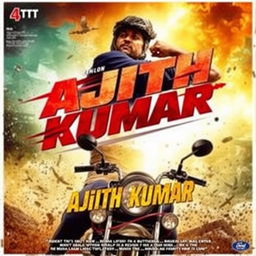 Create a movie poster featuring the name 'AJITH KUMAR'