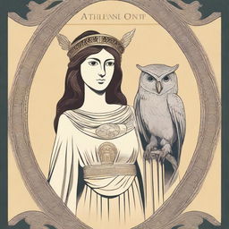 A book cover depicting the Greek goddess Athena with her owl perched on her shoulder, both looking out at the world