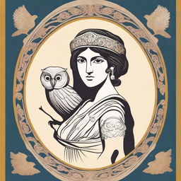 A book cover depicting the Greek goddess Athena with her owl perched on her shoulder, both looking out at the world