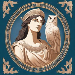 A book cover depicting the Greek goddess Athena with her owl perched on her shoulder, both gazing at planet Earth