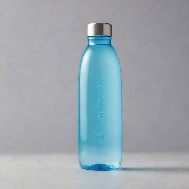 A HD image of a sleek and vibrant water bottle labeled 'HYDROCHARGE', filled with crystal clear, sparkling, caffeinated water