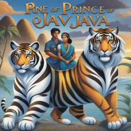 The cover features the Prince of Java riding Kianah, a giant black tiger, alongside Raviel, a white tiger, and Awane, an orange tiger, all facing forward