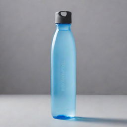 A HD image of a sleek and vibrant water bottle labeled 'HYDROCHARGE', filled with crystal clear, sparkling, caffeinated water