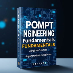 Create a sci-fi themed book cover for a book titled 'Prompt Engineering Fundamentals: A Beginner’s Guide to AI Success'