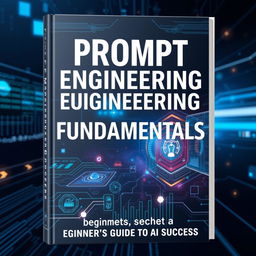 Create a sci-fi themed book cover for a book titled 'Prompt Engineering Fundamentals: A Beginner’s Guide to AI Success'