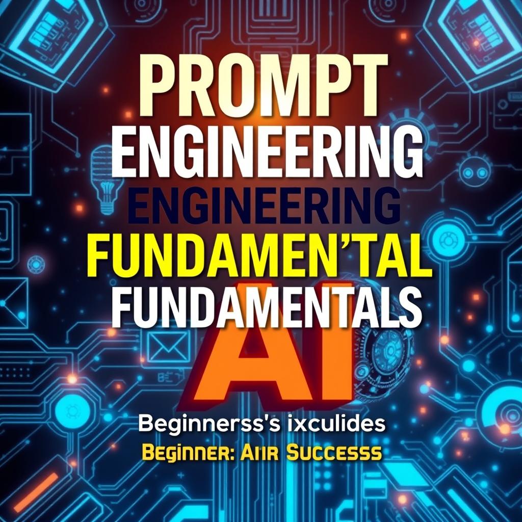 Create a sci-fi cover page for a book titled 'Prompt Engineering Fundamentals: A Beginner’s Guide to AI Success'