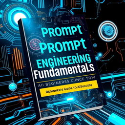 Create a sci-fi cover page for a book titled 'Prompt Engineering Fundamentals: A Beginner’s Guide to AI Success'