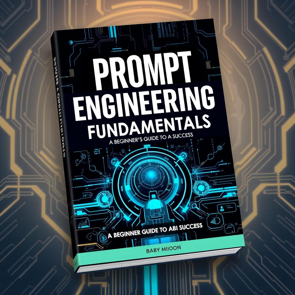 Create a sci-fi cover page for a book titled 'Prompt Engineering Fundamentals: A Beginner’s Guide to AI Success'