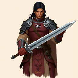 Create an image of Sir Leonard de Arac, a 24-year-old warrior from the House of Arac in the Kingdom of Spiders