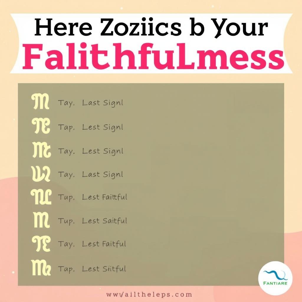 Create an image ranking the zodiac signs based on their faithfulness