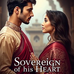 Create a book cover for a historical romance novel titled 'Sovereign of his Heart'