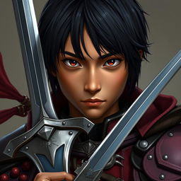 Create a close-up image of Sir Leonard de Arac, a young warrior from the House of Arac in the Kingdom of Spiders