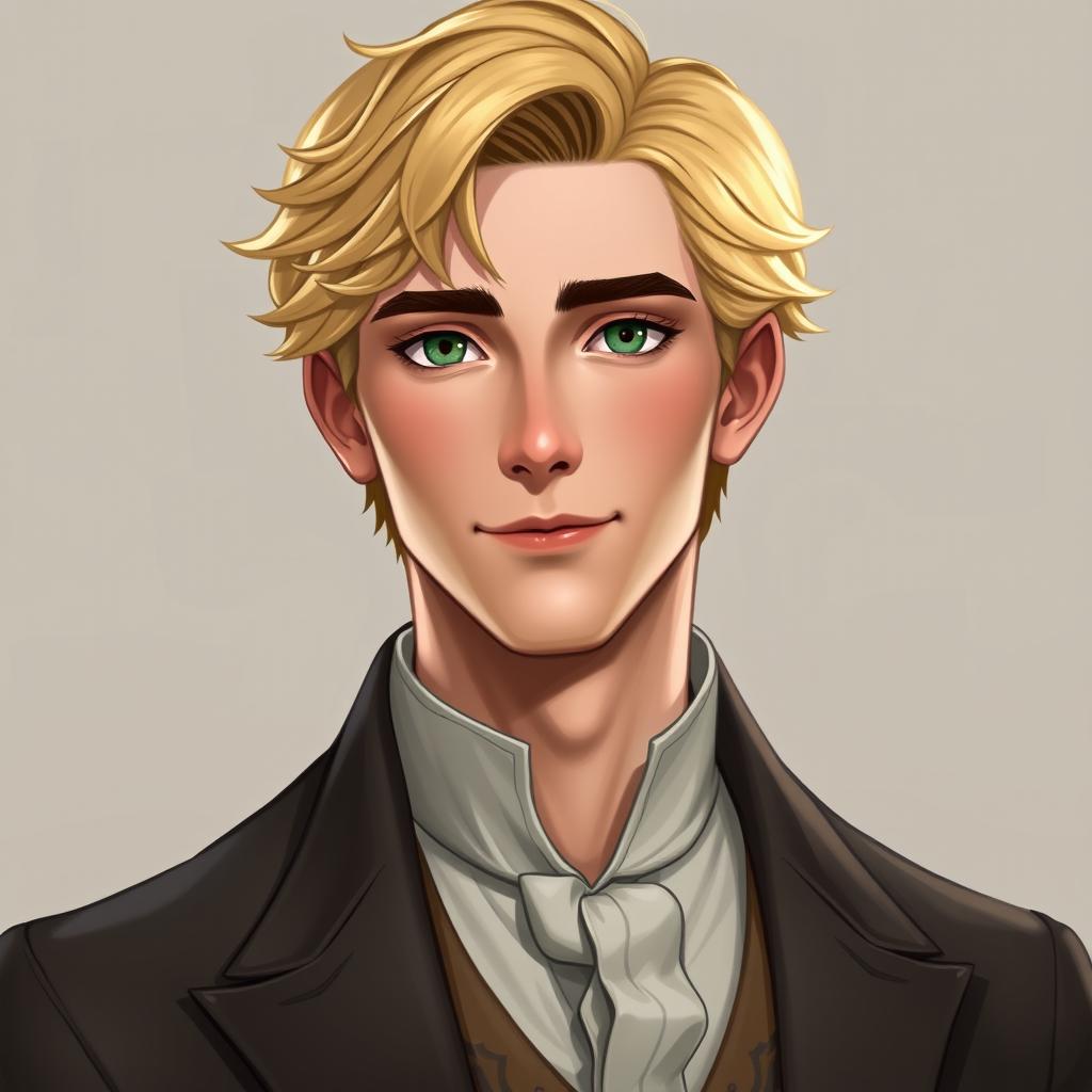 Create a detailed portrait of Raymond Saint, a 22-year-old loyal advisor to the Prince of Java