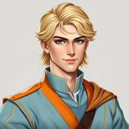 Create a medieval-style portrait of Raymond Saint, a 22-year-old loyal advisor to the Prince of Java