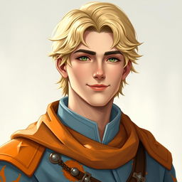 Create a medieval-style portrait of Raymond Saint, a 22-year-old loyal advisor to the Prince of Java