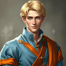 Create a medieval-style portrait of Raymond Saint, a 22-year-old loyal advisor to the Prince of Java