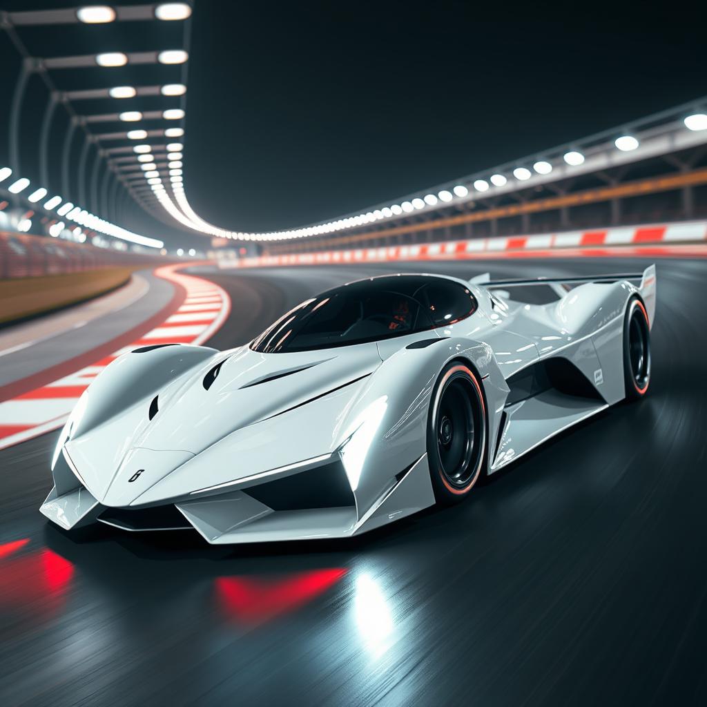 A futuristic supercar inspired by 1990s Group C racecars and Le Mans prototypes