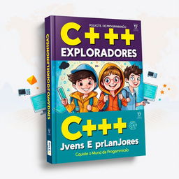 A vibrant and engaging book cover titled 'C++ para Jovens Exploradores: Conquiste o Mundo da Programação'