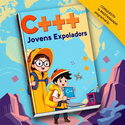 A vibrant and engaging book cover titled 'C++ para Jovens Exploradores: Conquiste o Mundo da Programação'