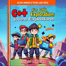 A vibrant and engaging book cover titled 'C++ para Jovens Exploradores: Conquiste o Mundo da Programação' by Thiago Bandeira