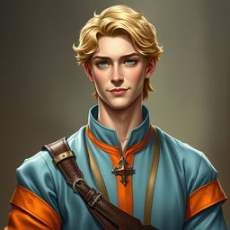 Create a realistic medieval-style portrait of Raymond Saint, a 22-year-old loyal advisor to the Prince of Java