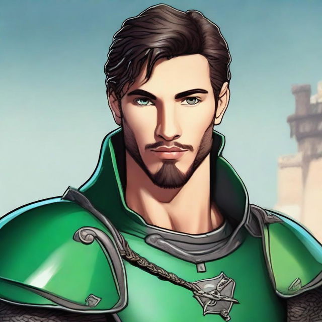 Create a realistic medieval-style portrait of Paul do Ninho das Cobras, a 22-year-old loyal and good-humored knight