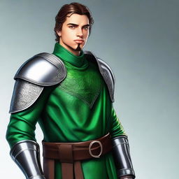 Create a realistic medieval-style portrait of Paul do Ninho das Cobras, a 22-year-old knight with an athletic and robust physique